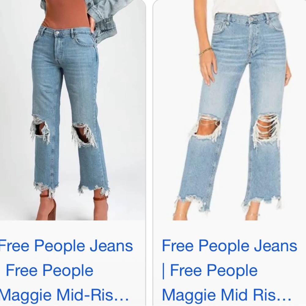 Free people Maggie mid rise Distressed Blue Jeans size 25